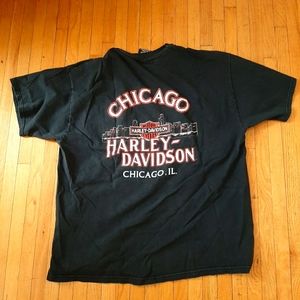 vintage 2000 y2k Chicago Harley Davidson pocket tshirt